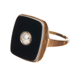 TORI — Antique Onyx and Old Mine Cut Diamond Ring